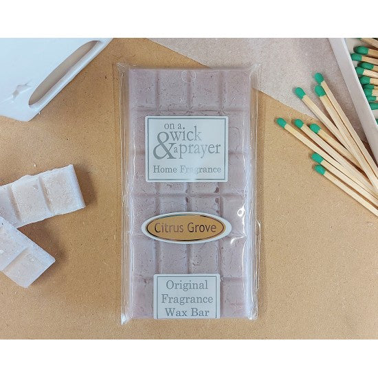 Citrus Grove fragrance wax melt bar with matches by "On a wick and a Prayer"