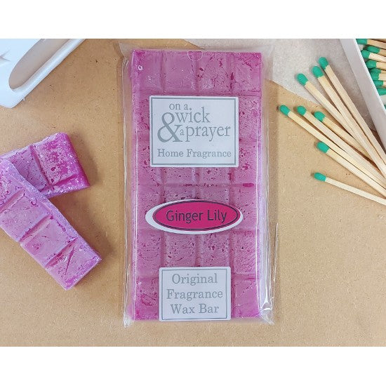 Ginger Lily scent wax melt bar with matches by "On a wick and a Prayer"