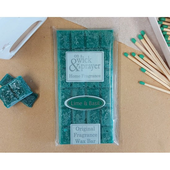 Lime and Basil fragrance wax melt bar by "On a wick and a Prayer" 