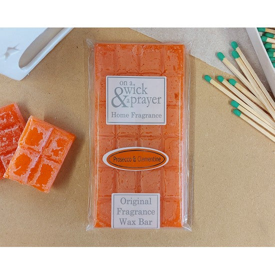 Prosecco and Clementine fragrance wax melt bar by "On a wick and a Prayer"