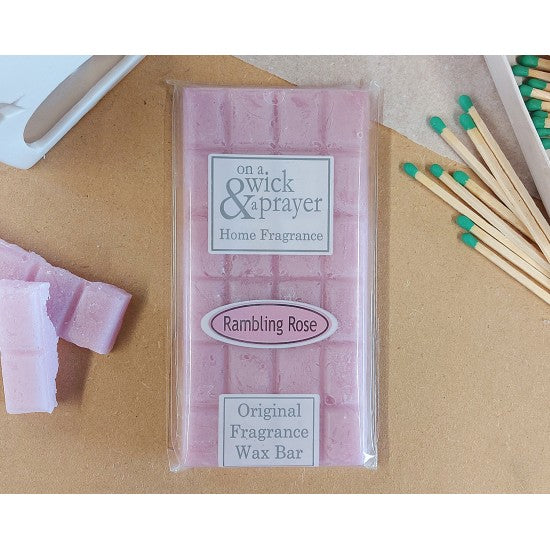 Ramnling Rose fragrance wax melt bar by "On a wick and a Prayer"