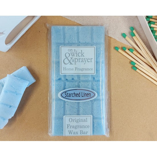 Starched Linen fragrance wax melt bar by "On a wick and a Prayer" 