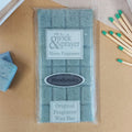 WOODSMOKE FRAGRANCE Wax bar in packaging with 'on a wick & a prayer' branding 