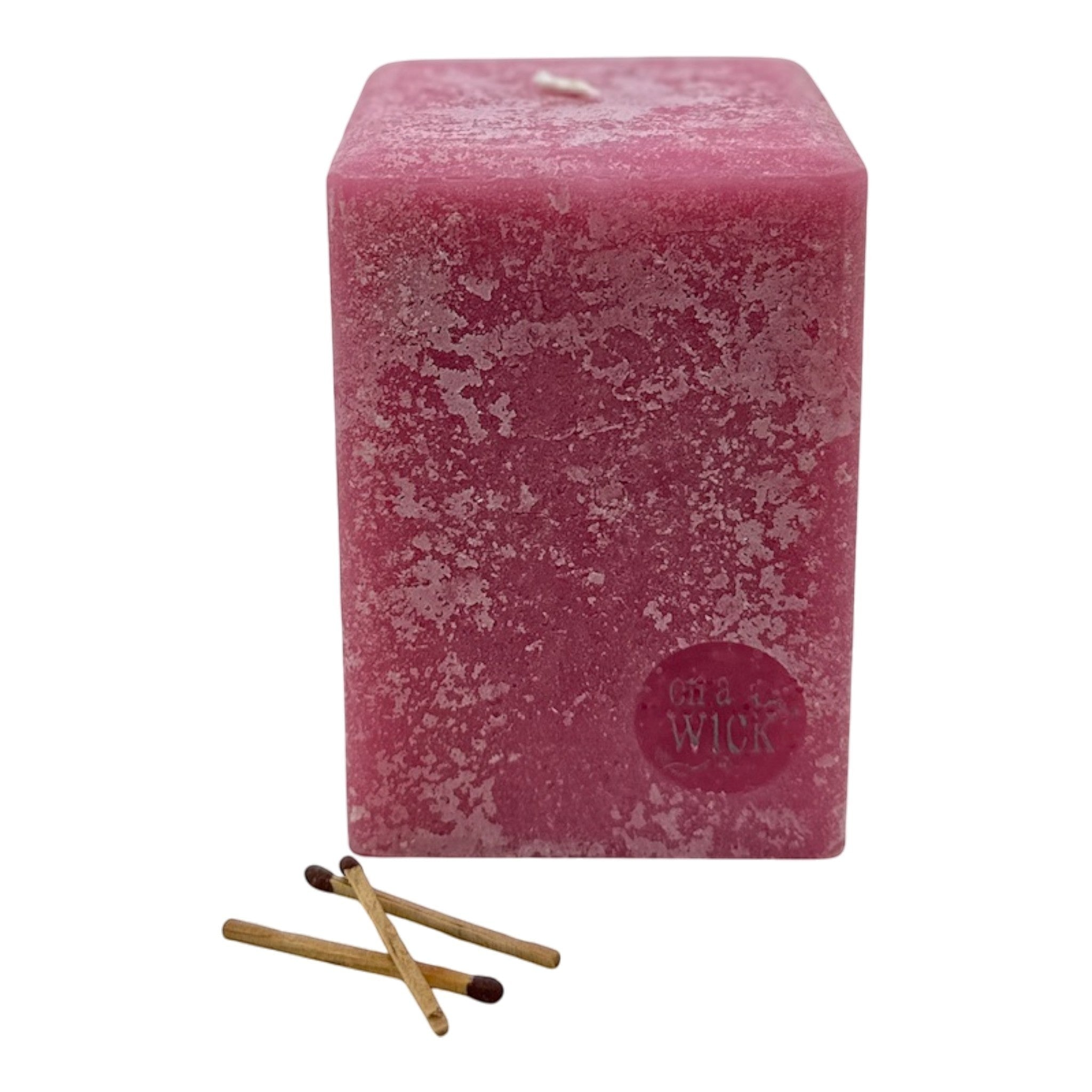 Scented Square Pillar Candle in Rhubarb by On a Wick and a Prayer