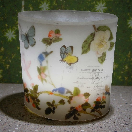 Vintage Bluebirds Wax Hurricane Lantern